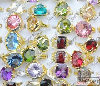 Wholesale jewelry lots50 CZ rhinestone gold p Rings Mix  