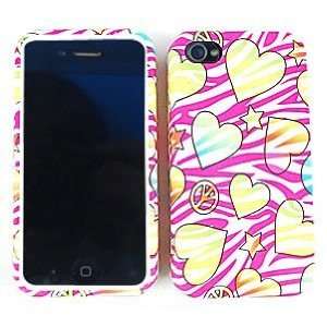White Zebra with Color Love Hearts Stars Peace Sign Design Hybrid Snap 
