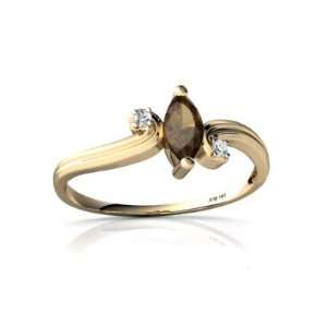    14K Yellow Gold Marquise Genuine Smoky Quartz Ring Size 4 Jewelry