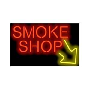  Smoke Shop with Arrow Neon Sign
