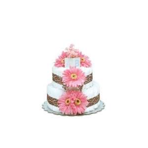    Hot Pink Daisies   Leopard   Small Baby Shower Diaper Cake: Baby