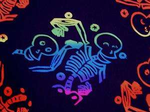 New Skeletons Halloween Bones Neon Black Fabric BTY  