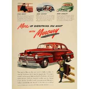  1946 Ad Vintage Red Mercury Ford Automobile Sedan Car 