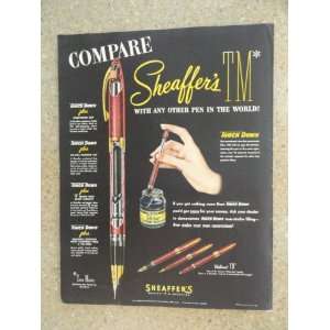  Sheaffer Pen/skrip Ink, Vintage 50s full page print ad 