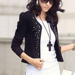 Studded Rhinestone Korea women Jacket coat black #210  