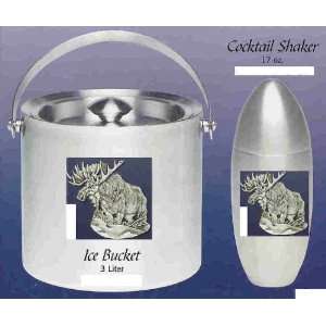   Stainless Steel Ice Bucket and Cocktail Shaker Set: Kitchen & Dining