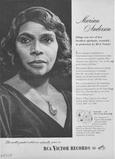 1947 Marian Anderson RCA Victor Records Promo Print Ad  