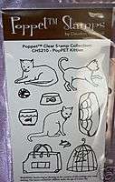 Poppets Claudine Hellmuth Cat Acrylic Rubber Stamps NEW  