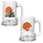 Cleveland Browns NFL 2pc Team & Helmet Logo 15oz Glass Tankard Beer 