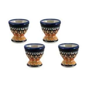  Polish Pottery Egg Cup Set of 4: Kitchen & Dining
