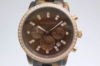   Kors Women Chronograph Tortoise Show Stopper Glitz Watch MK5366  