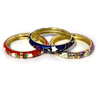 FREE 5pcs charm cloisonné Enamel golden bracelet bangle  