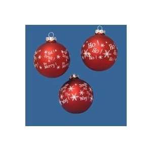Club Pack of 18 Red Glass Ball with Sayings Christmas Ornaments 3.15 