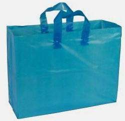 250 BLUE 16 x 6 x 12 PLASTIC SHOPPING BAGS RETAIL GIFT  