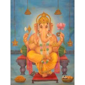  His Majesty Lord Ganesha   Oil on Canvas