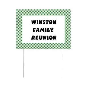  Personalized Green Gingham Yard Sign   Party Decorations 