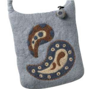  Dimensions Paisley Felted Purse Lt. & Dk. Blue With Brown 