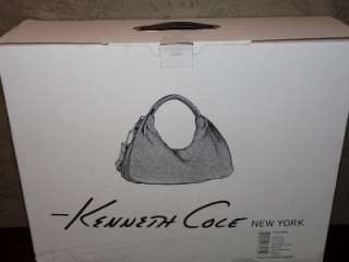 NEW Kenneth Cole New York No Slouch Medium Leather Hobo Bag GREY 