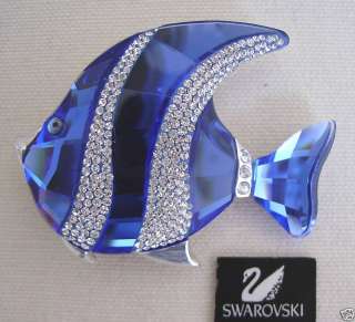 Signed Swarovski Colina Blue Fish Brooch/Pin   NIB  