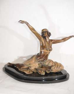 French Bronze Art Deco Thebian Dancer Signed Colinet  