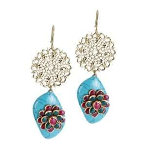   Earrings with Turquoise Stones and Pachi Work   SHJ: Everything Else
