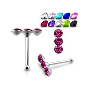  Triple Jeweled Ball End Nose Pin Jewelry