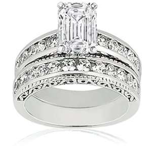  1.80 Ct Emerald Cut Diamond Wedding Rings Set VS2 G GIA 