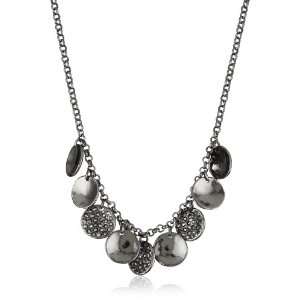   Urban Christmas Hematite Color Pave Circle Frontal Necklace Jewelry