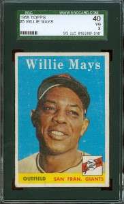 1958 Topps #5 Willie Mays (HOF) SGC 40 ~ Giants 87 016  
