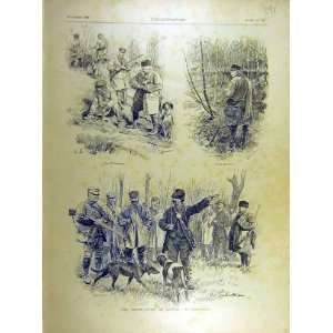  1896 Rabbits Hunt Dogs Shot Gun Hunting French Print