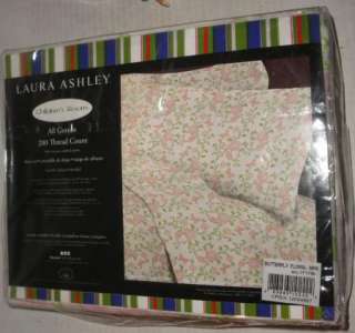 LAURA ASHLEY TWIN SHEET SET CHILDRENS ROOM BUTTERFLY FLORAL  