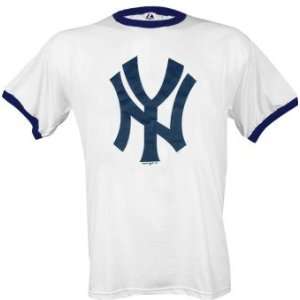  New York Yankees Cooperstown Throwback Logo Ringer T Shirt 