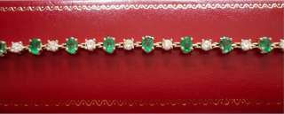 Genuine 9 Carat Emerald 3 Carat Diamond Bracelet Estate  