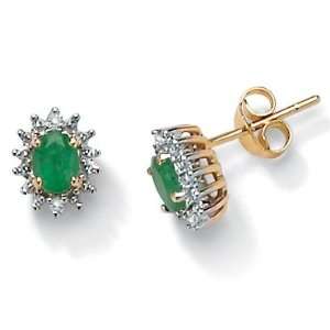  PalmBeach Jewelry Emerald 10k Gold Earrings: Jewelry