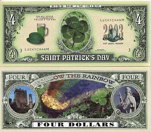 SAINT PATRICKS DAY DOLLAR BILL (2/$1.00)  
