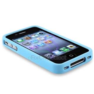 Sky Blue+Purple Bumper TPU Rubber Soft Case Cover For iPhone 4 4S 4GS 