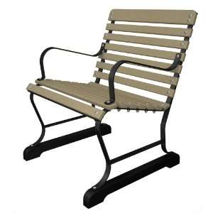   Arm Chair in Black Strap Steel Frame / Sand Patio, Lawn & Garden
