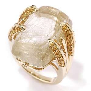  14K Gold Rutilated Quartz & Madeira Citrine Ring: Jewelry