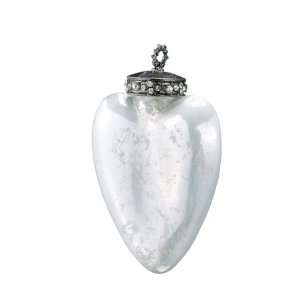 Small ANTIQUED IVORY GLASS HEART ORNAMENT