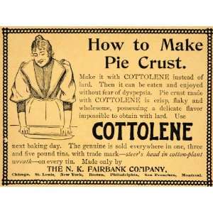  1895 Ad Baking Pie Crust Cottolene Crisp Lard Steer 