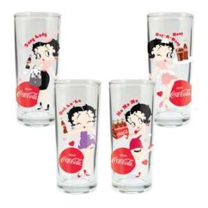  Betty Boop Coke Glasses Set of 4: Kitchen & Dining