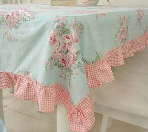 Shabby Style Cottage Country Chic Victoria Rose Ruffled Tablecloth 