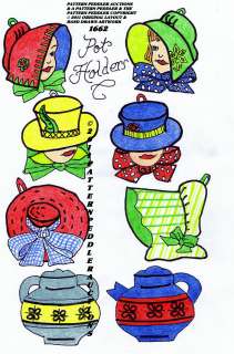 Vintage Cute Unique HAT POT HOLDERS Fabric Sewing Craft Pattern 