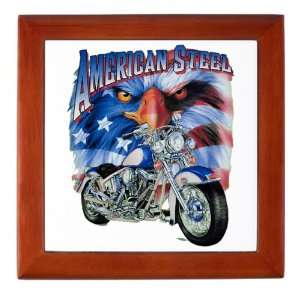  Keepsake Box Mahogany American Steel Eagle US Flag and 