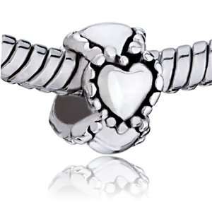 Heart Spacer Pattern Sterling Silver Bead Fits Pandora Charms Bracelet