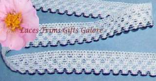 10 20 Yards Navy White 3/4 Cotton Crocheted Lace J11V  