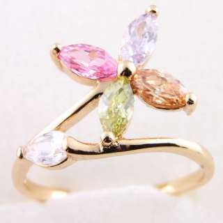 Multi color Marquise Cross cocktail A160 18kgp Ring  