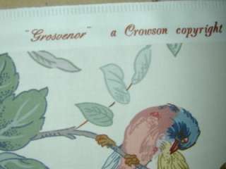 Designer Fabric Crowson Grosvenor Blue Curtain Birds  