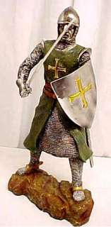 Medievel Crusader In Battle Armor Statue Sculpture  