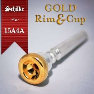  Schilke 15A4a Trumpet Mouthpiece 24k Gold Rim & Cup 
